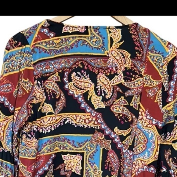 Savanna Jane Boho Floral Embroidered Paisley Bell Sleeve Black Top Size Small - Picture 11 of 13